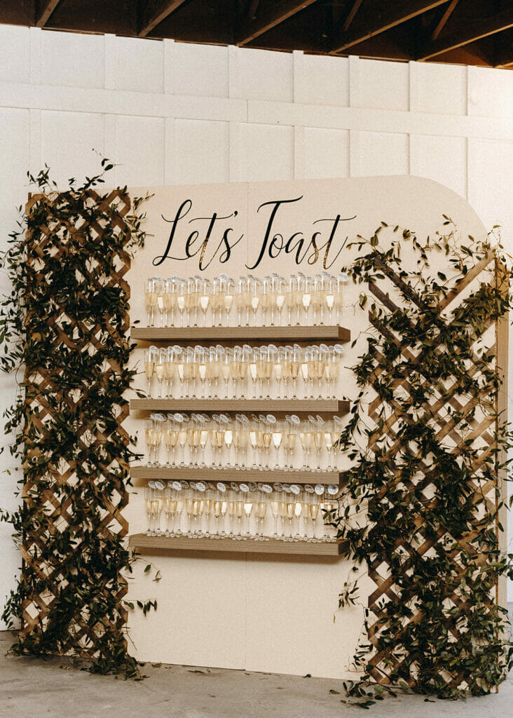 Rustic Italian Wedding Champagne wall